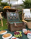 4 Person Picnic Hamper Brown Wicker With Cutlery Set Plates Wine Glasses And Cool Bag With Corkscrew Blanket Included Beliani