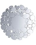 Wall Hanging Mirror Silver Round 70 Cm Drop Shape Decorative Elements Gloss Finish Beliani