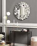 Wall Hanging Mirror Silver Round 70 Cm Drop Shape Decorative Elements Gloss Finish Beliani