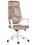 Office Chair Taupe And White Fabric Swivel Desk Computer Adjustable Seat Reclining Backrest Beliani