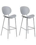 Set Of 2 Bar Chairs Light Grey Synthetic Seat Metal Legs Minimalist Design Dining Room Bar Stools Backrest Modern Scandinavian Beliani