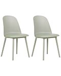 Set Of 2 Dining Chairs Light Green Synthetic Padded Seat Kitchen Seats Modern Minimalist Living Room Beliani