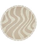 Round Area Rug Beige Cotton ⌀ 140 Cm Tufted With Fringe Pattern Boho Living Room Bedroom Beliani