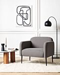 Armchair Grey And Black Linen Fabric Metal Legs 83 X 74 X 77 Cm Tub Chair Upholstered Soft Retro Art Decor Style Living Room Beliani