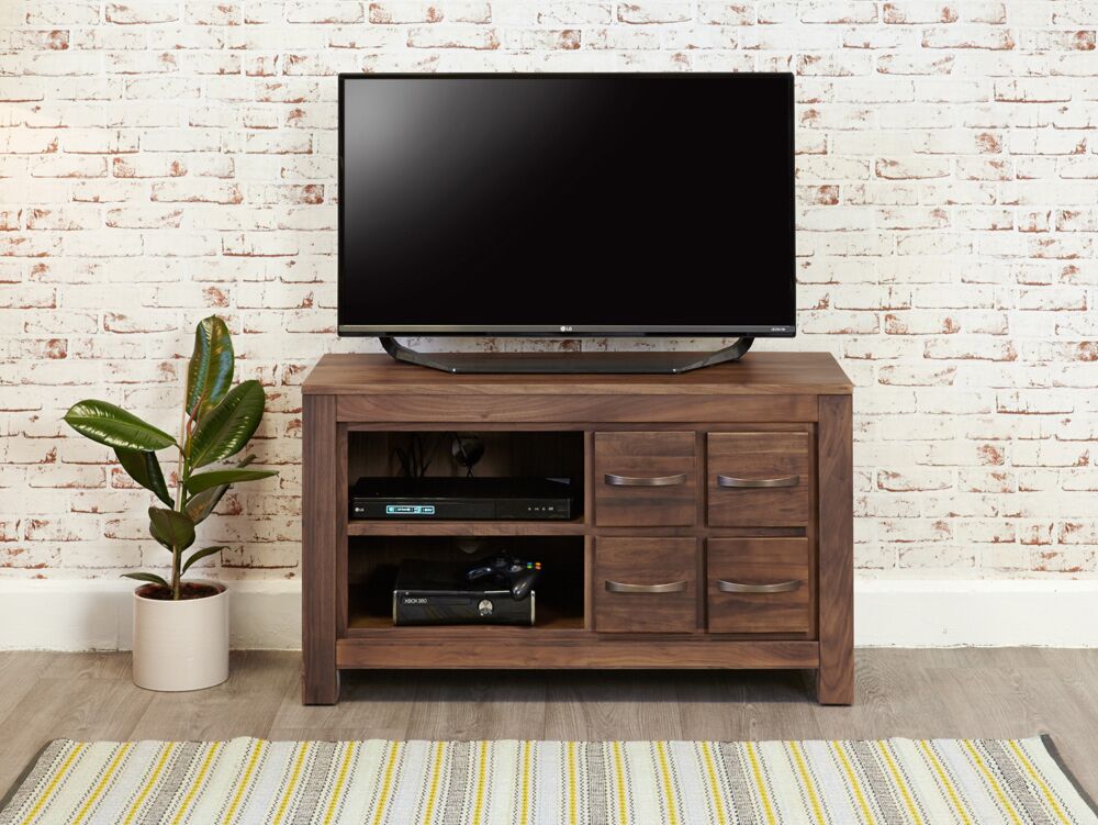 Mayan Walnut Four Drawer Television Cabinet