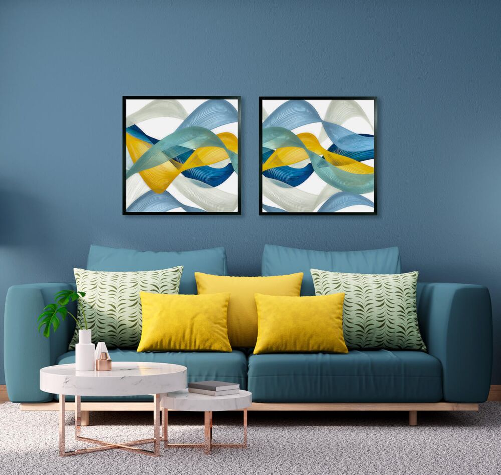 Square Horizontal Bands I By Alonzo Saunders - Framed Art