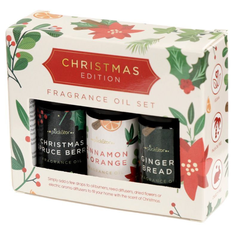 Set Of 3 Eden Christmas Fragrance Oils - Mulled Wine, Nutmeg & Vanilla, Frankincense & Myrrh