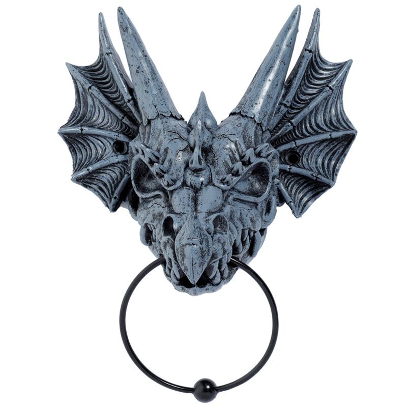 Shadows Of Darkness Grey Stone Effect Dragon Skull Door Knocker