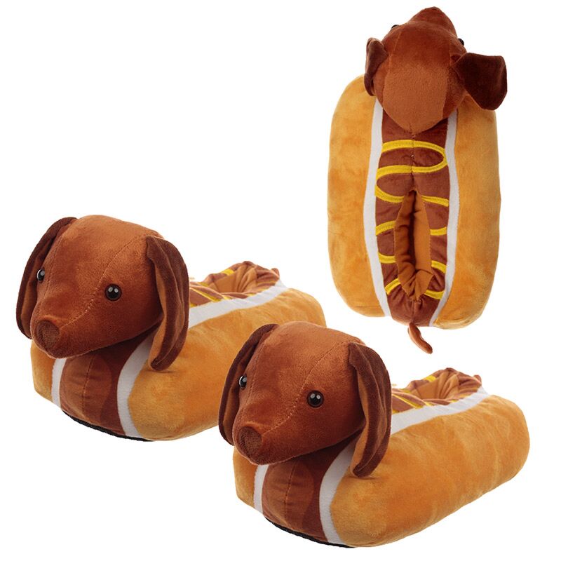 Hot Dog Fast Food Unisex One Size Pair Of Plush Slippers