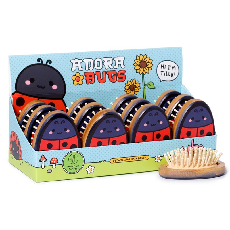 Bamboo Shaped Hair Brush - Adoramals Tilly The Ladybird