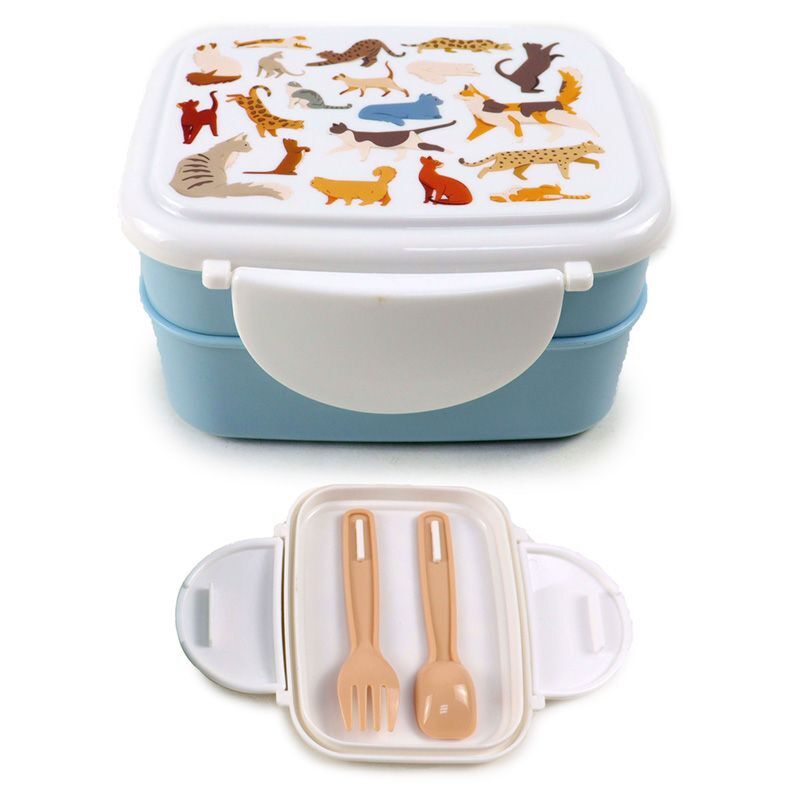 Bento Clip Lock Lunch Box With Cutlery - Feline Fine Cats