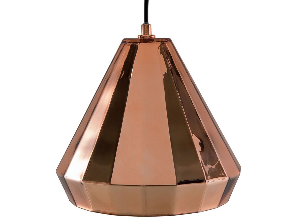 Hanging Light Pendant Lamp Copper High Gloss Shade Geometric Cone Industrial Design Beliani