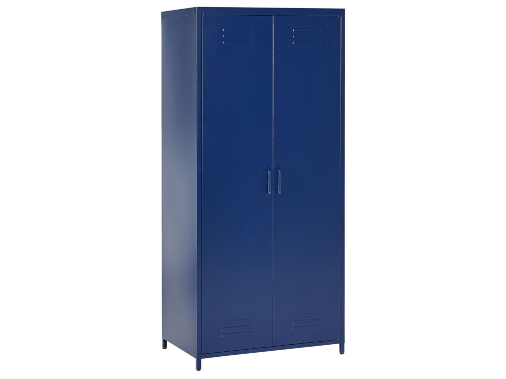 Home Office Storage Cabinet Navy Blue Steel 2 Doors 4 Shelves Industrial Design Beliani
