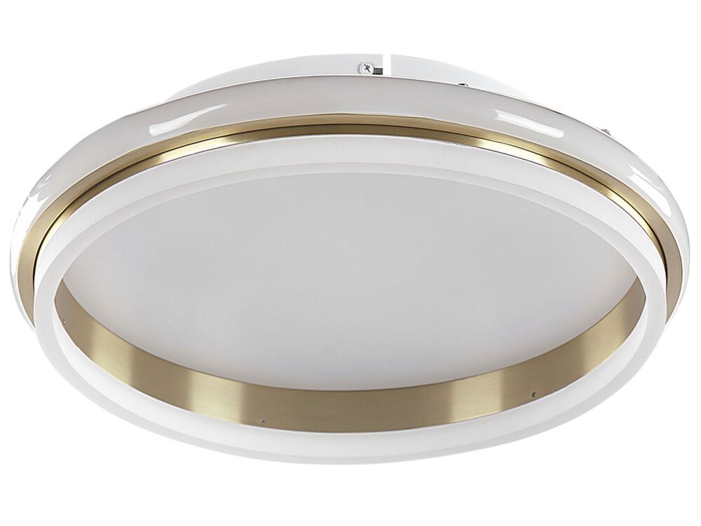 Ceiling Led Lamp Gold Metal 42 Cm Acrylic Opal Ring Shade Led Warm White Light Flush Lighting Beliani