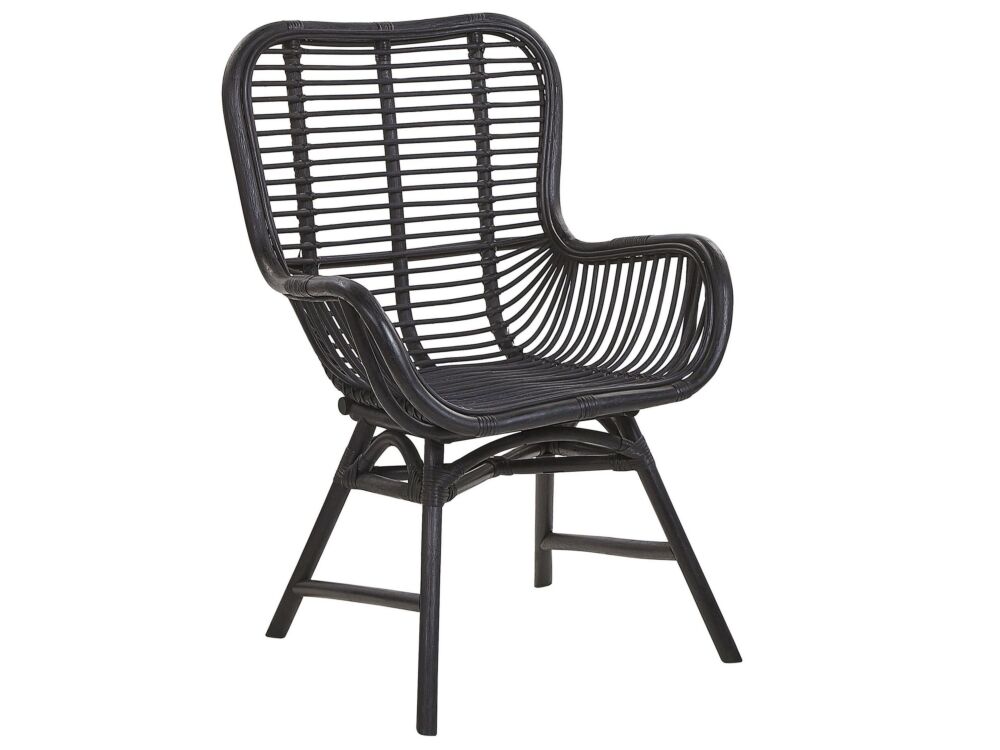 Accent Chair Black Rattan Modern Indoor Dining Room Living Room Beliani