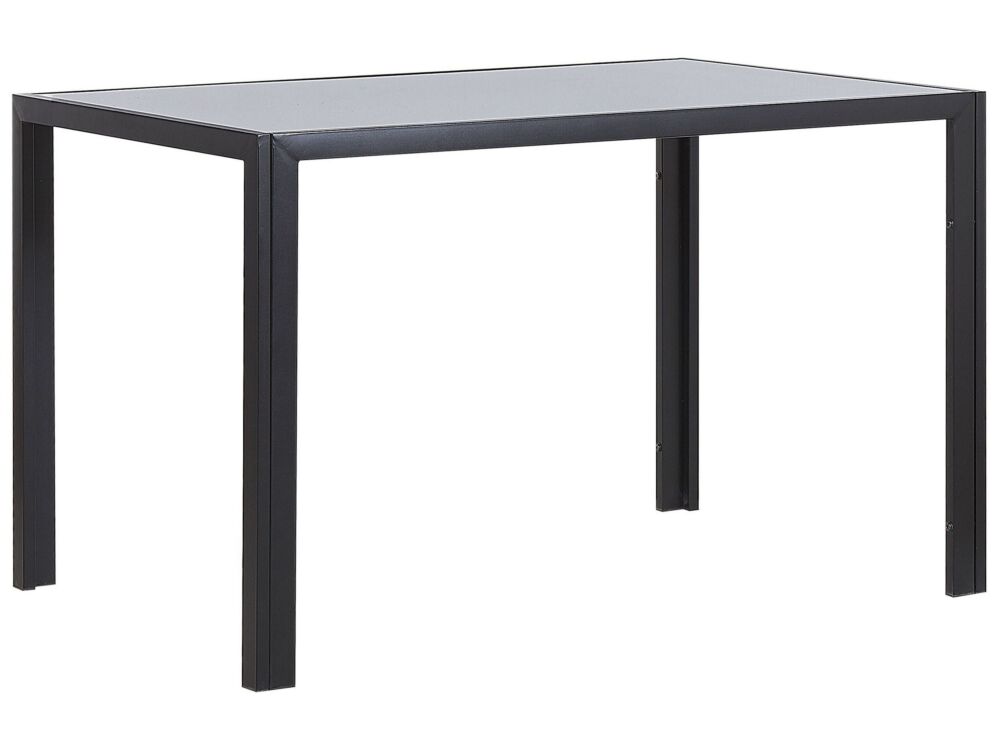 Dining Table Black Tempered Glass Top 120 X 80 Cm Metal Legs Rectangular Modern Beliani