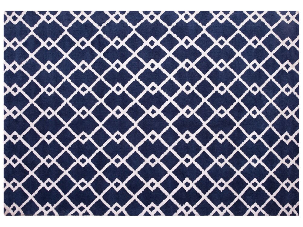 Area Rug Blue Fabric 160 X 230 Cm Geometric Rectangular Modern Beliani