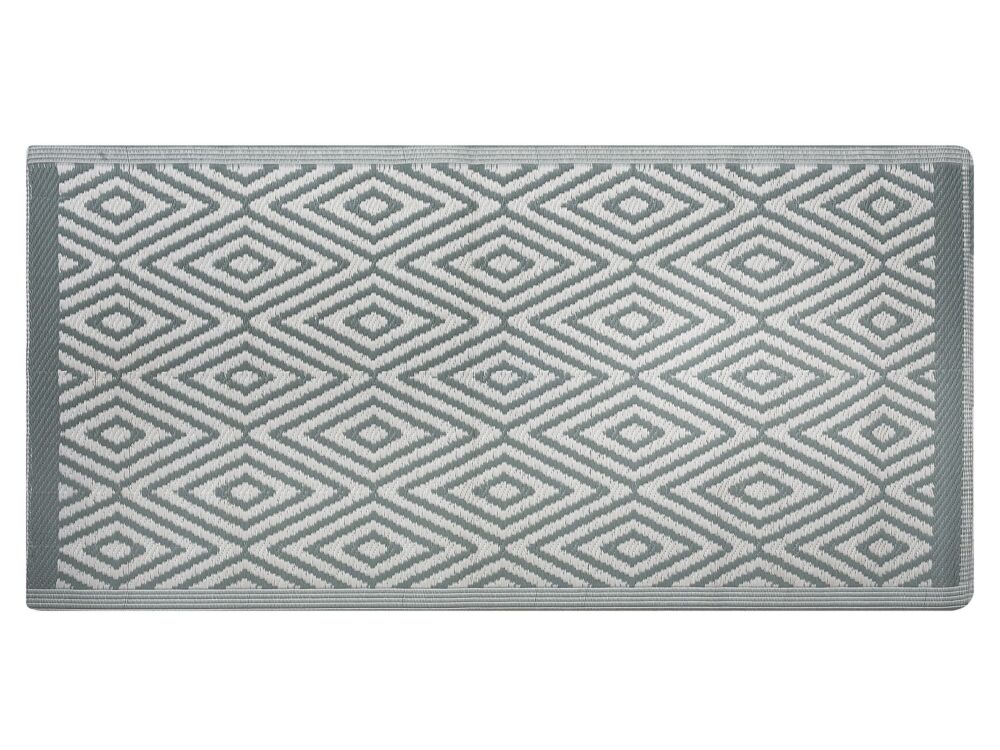 Outdoor Rug Green Synthetic 90 X 150 Cm Diamond Geometric Pattern Eco Friendly Modern Minimalistic Beliani