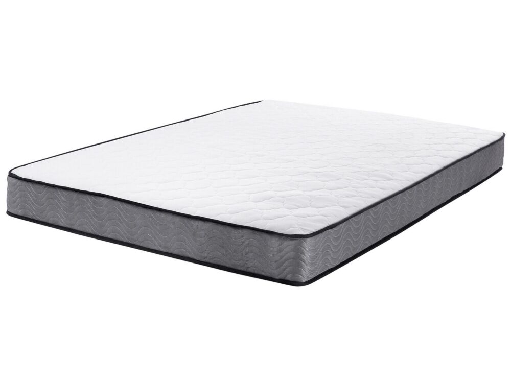 Pocket Spring Mattress White With Black Fabric Super King Size 6ft Medium Firm Beliani