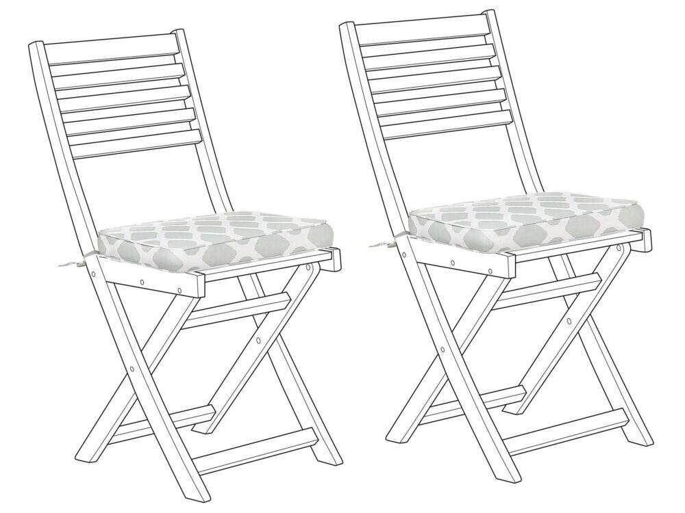 Set Of 2 Outdoor Seat Cushions Mint Green Geometric Pattern String Tied Uv Resistant Set Pad Beliani