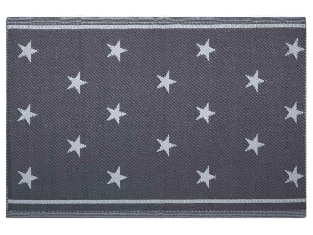 Outdoor Rug Mat Grey Synthetic 120 X 180 Cm Star Pattern Eco Friendly Modern Beliani