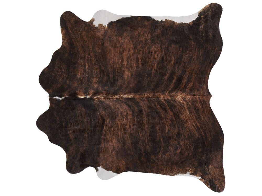 Cowhide Rug Dark Brown Cow Hide Skin 3-4 M² Country Rustic Style Throw Brazilian Cow Hide Beliani