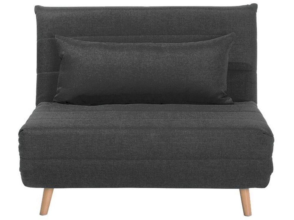 Small Sofa Bed Dark Grey Fabric 1 Seater Fold-out Sleeper Armless Scandinavian Beliani