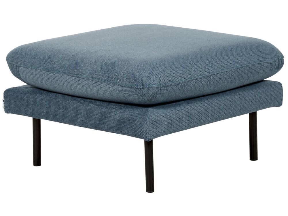 Ottoman Blue Fabric Pillow -top Square Footstool Metal Legs Glamour Style Beliani