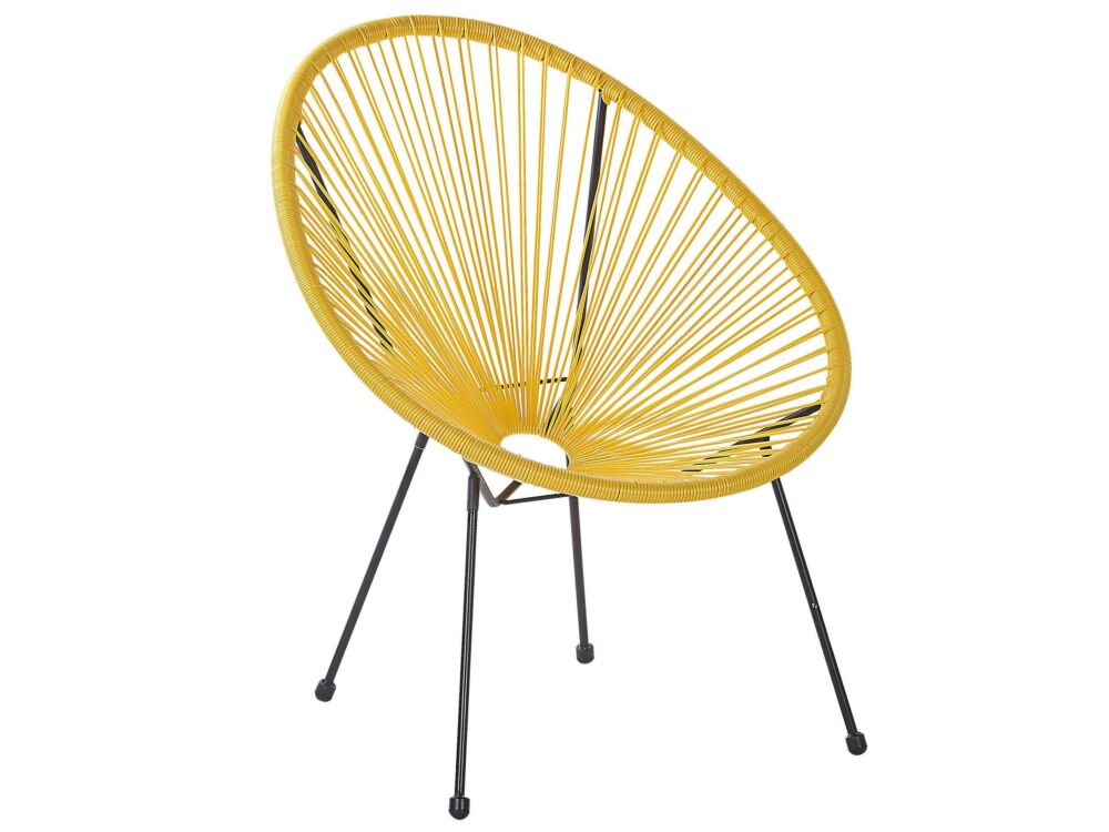 Garden Chair Yellow Pe Rattan Papasan Modern Beliani