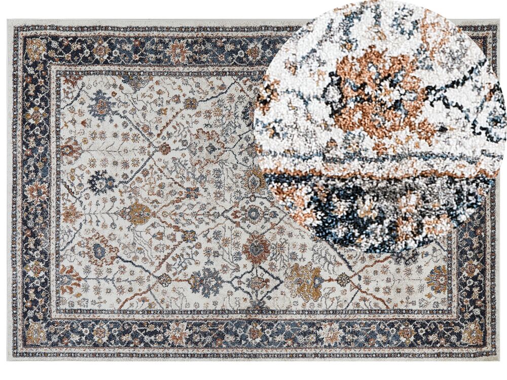 Area Rug Beige And Blue Polypropylene Polyester 160 X 230 Cm Oriental Vintage Pattern Living Room Accessories Beliani