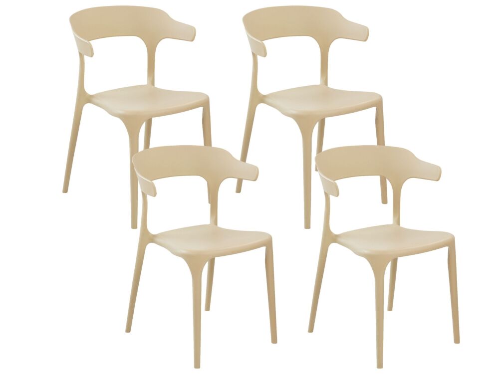 Set Of 4 Garden Chairs Sand Beige Polypropylene Lightweight Weather Resistant Plastic Indoor Outdoor Modern Beliani