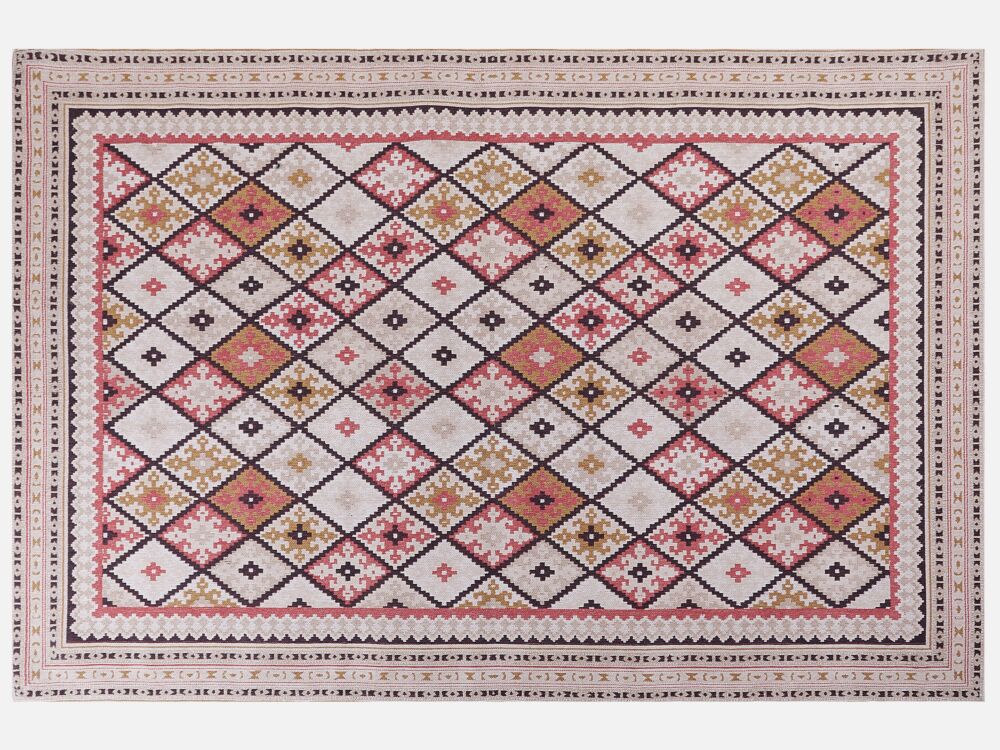 Area Rug Multicolour Cotton 200 X 300 Cm Modern Geometric Pattern Soft Home Decor Beliani