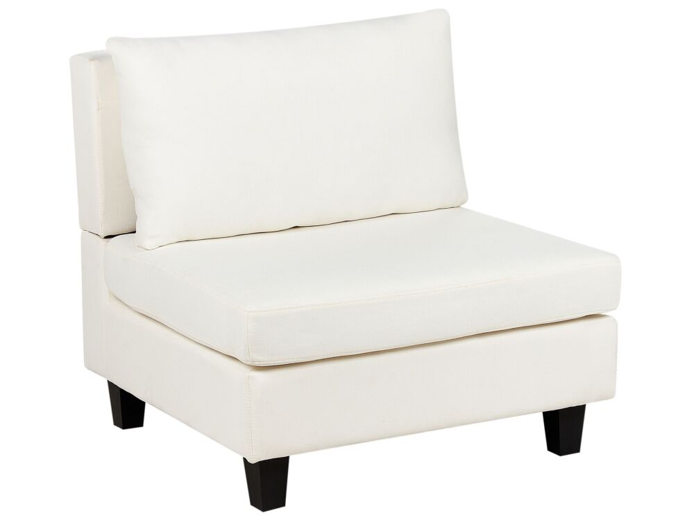 1-seat Section Off White Fabric Upholstered Armchair With Cushion Module Piece Modular Sofa Element Beliani