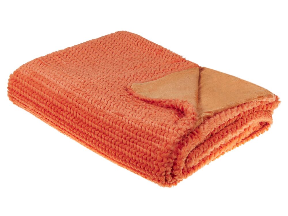 Blanket Orange Polyester 150 X 200 Cm Furry Soft Pile Bed Throw Cover Home Accessory Beliani