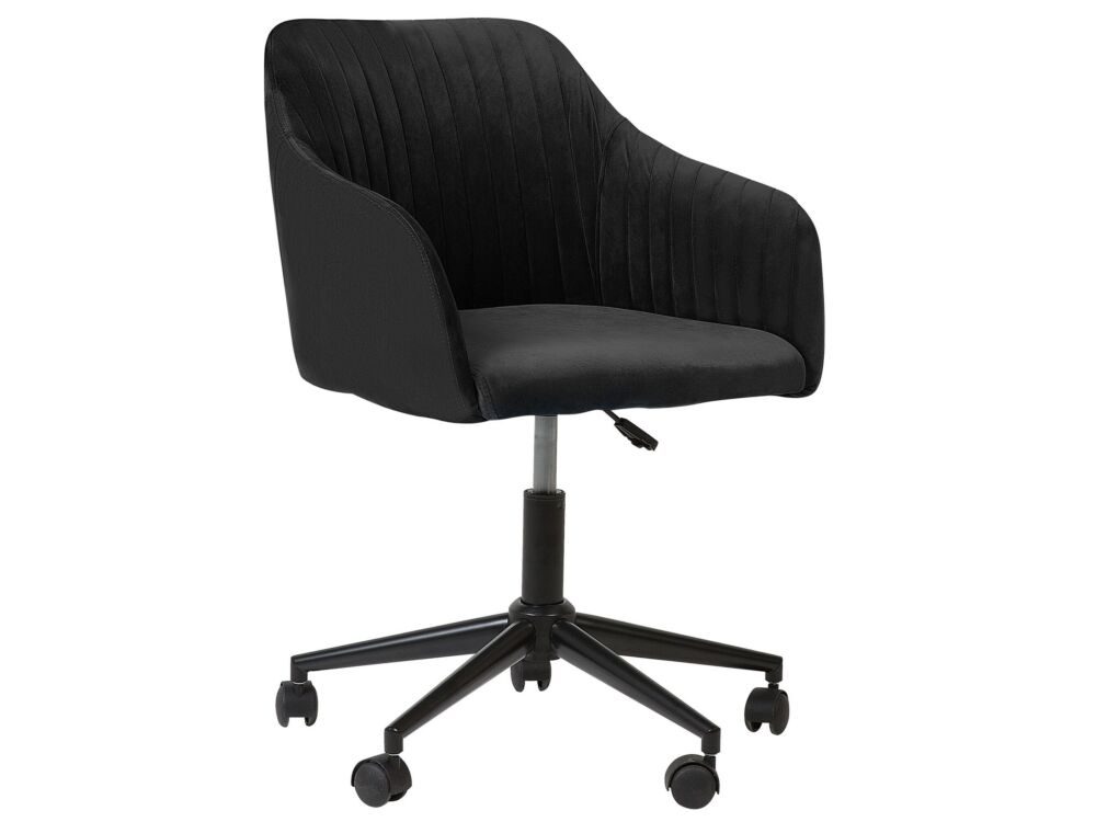 Office Swivel Chair Black Velvet Height Adjustable Beliani