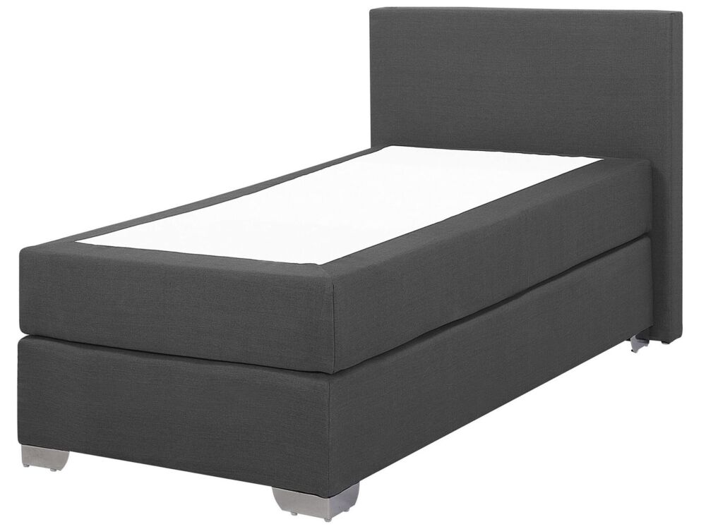 Eu Single Size Continental Bed 3ft Grey Fabric With Mattress Contemporary Beliani