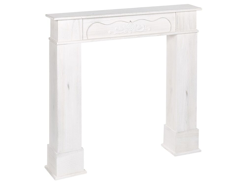 Fireplace Mantel White Paulownia 104 X 18 X 98 Cm Fireplace Surround Ornated Carved Classic Traditional Living Room Beliani