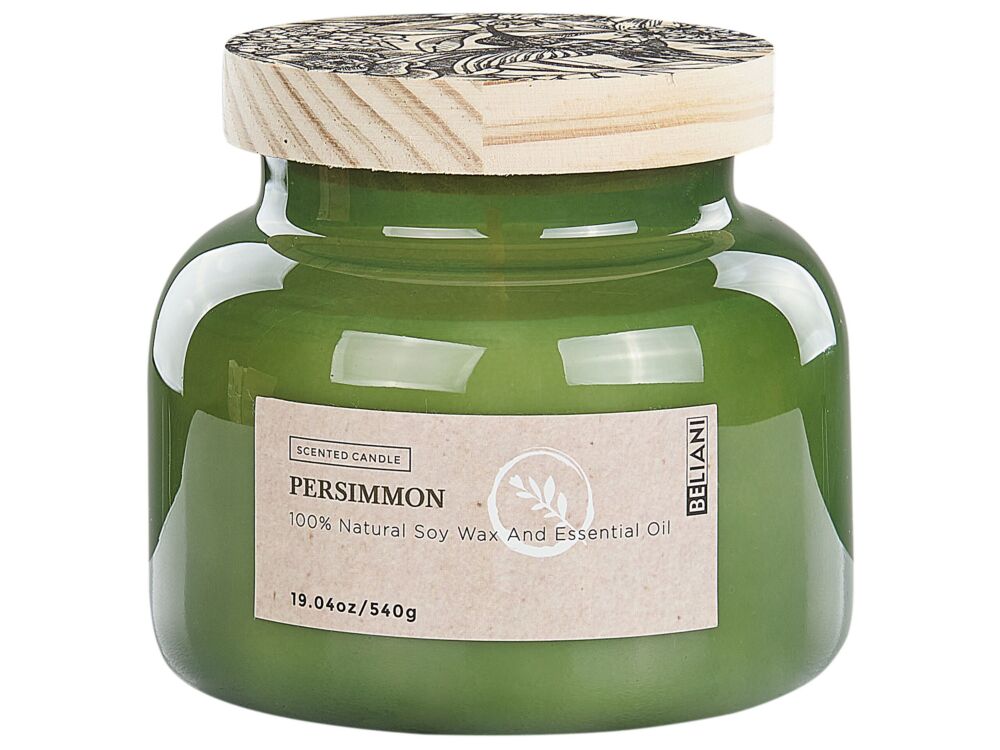 Scented Candle 100% Soy Wax Cotton Wick Glass Fresh Fragrance Persimmon Fruity Beliani