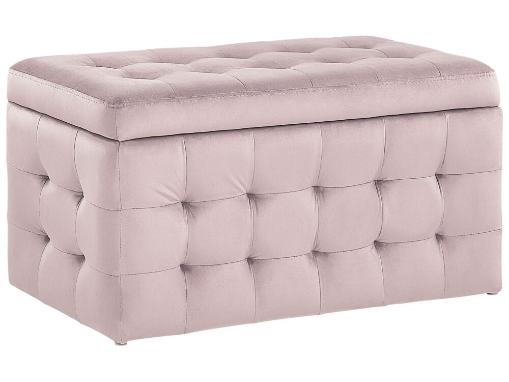 Ottoman Pink Velvet Tufted Upholstery Bedroom Bench With Storage Beliani
