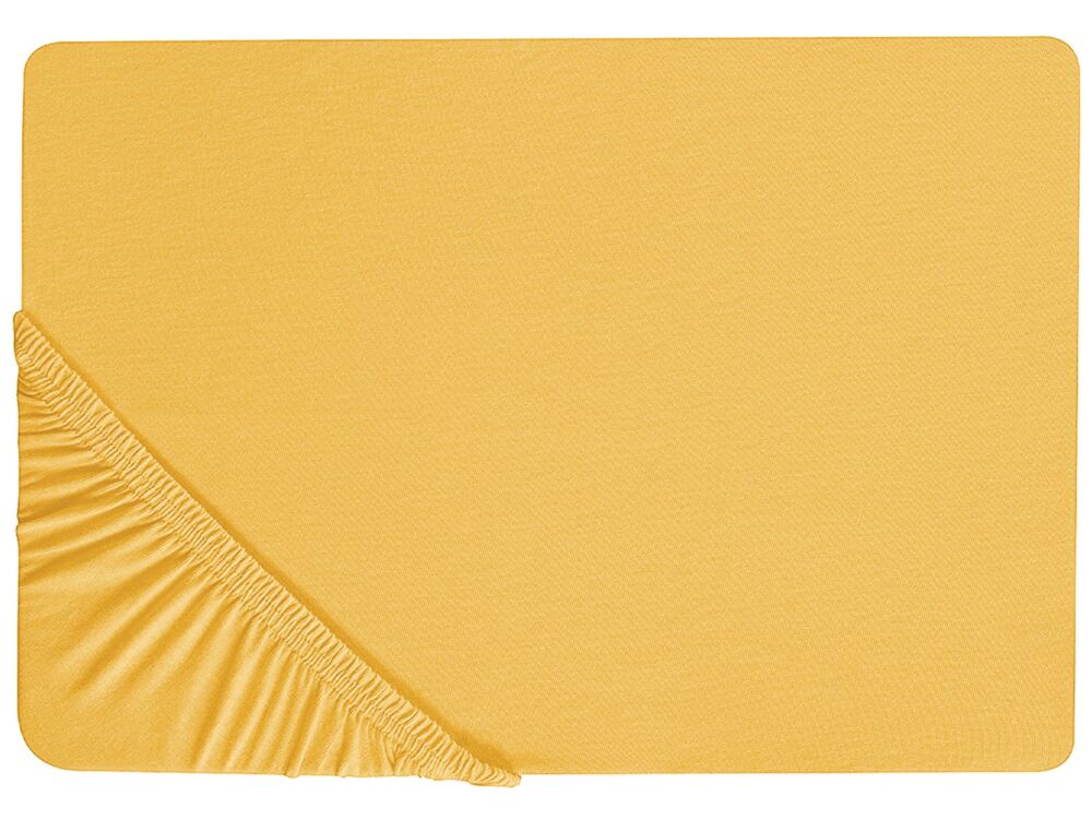 Fitted Sheet Mustard Cotton 200 X 200 Cm Elastic Edging Solid Pattern Classic Style For Bedroom Beliani