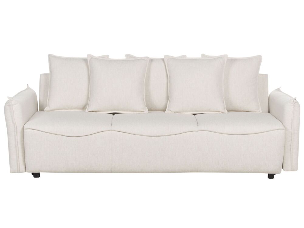 Sofa Bed White Convertible Sleeper With Storage Additional Cushions Removable Covers Modern Minimalist Style Living Room Bedroom Beliani