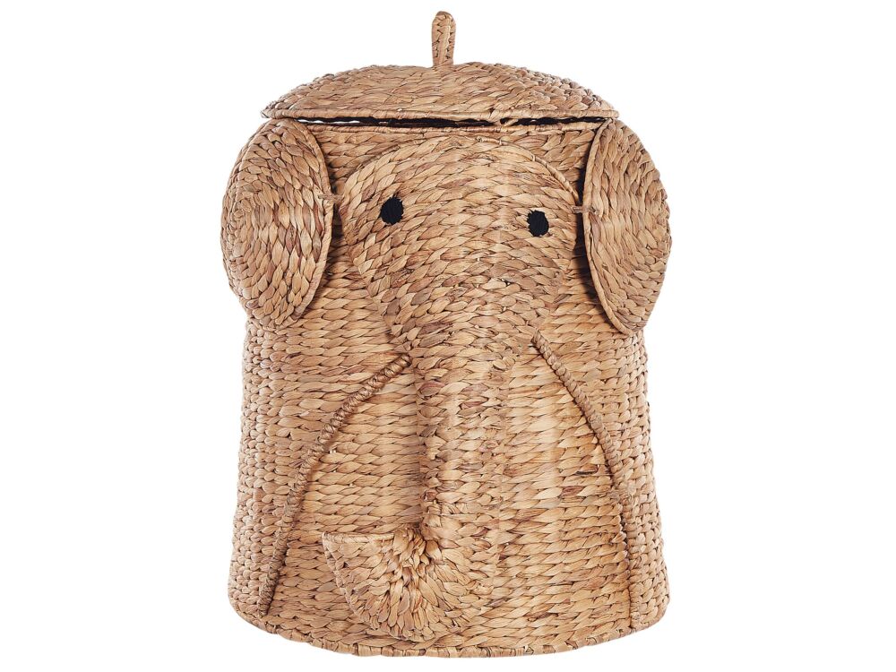 Wicker Elephant Basket Natural Water Hyacinth Woven Toy Hamper Child's Room Accessory Beliani