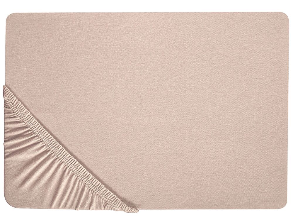 Fitted Sheet Beige Cotton 200 X 200 Cm Solid Pattern Classic Elastic Edging Bedroom Beliani