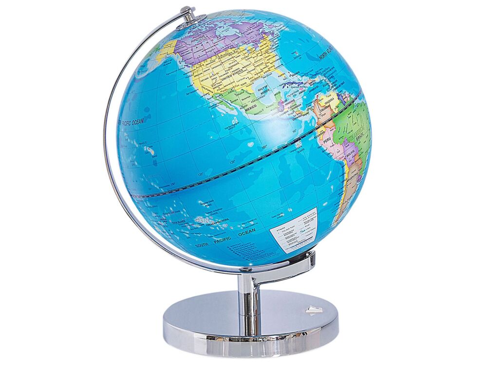 Decorative Globe Blue Silver Metal Stand Felt Pad Led Star Map 24 Cm Beliani