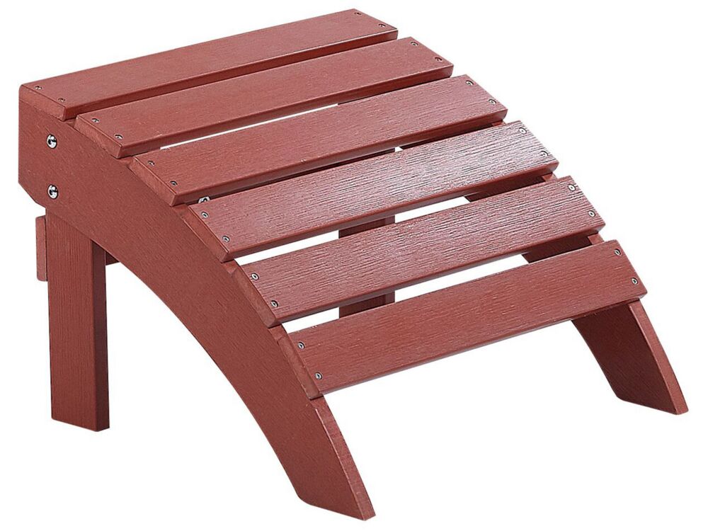 Garden Footstool Red Plastic Wood Weather Resistant Slatted Modern Style Beliani