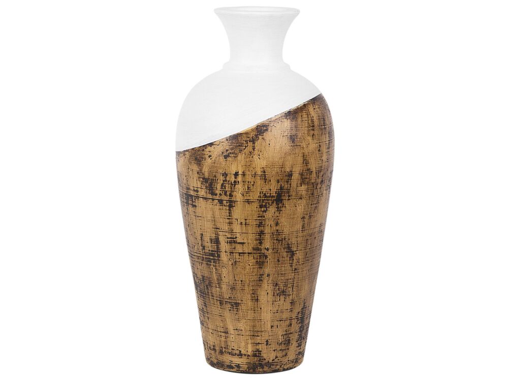 Tall Decorative Vase Light Wood And White Terracotta 44 Cm Table Floor Vase Beliani