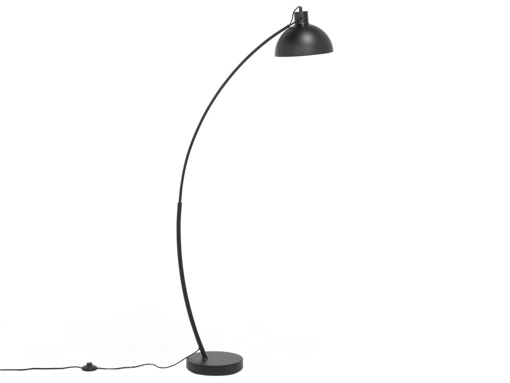 Floor Lamp Black Colour Metal 155 Cm Adjustable Lampshade Industrial Beliani