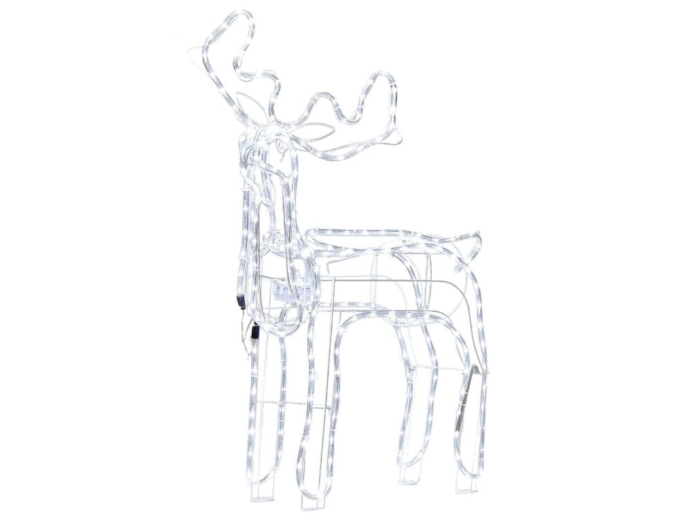 Outdoor Led Decoration White Metal 51 X 22 X 94 Cm Animated Reindeer Seasonal Accessory Garden Home Décor With Lights Beliani