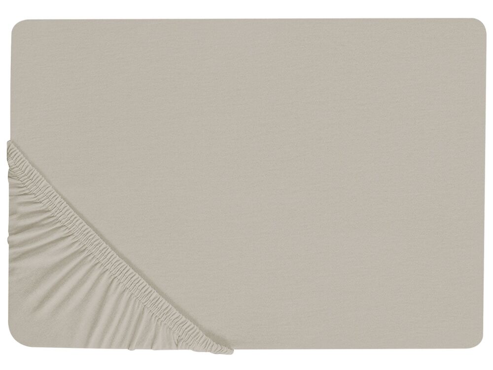 Fitted Sheet Taupe Cotton 160 X 200 Cm Elastic Edging Solid Pattern Classic Style For Bedroom Beliani