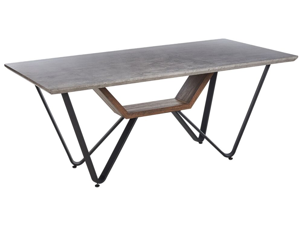 Dining Table Grey Black Mdf Iron 180 X 90 Cm Concrete Effect 6 Seater Rectangular Industrial Modern Beliani